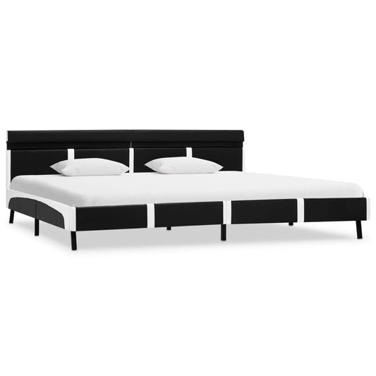 Estrutura de cama c/ LED 180x200 cm couro artificial preto