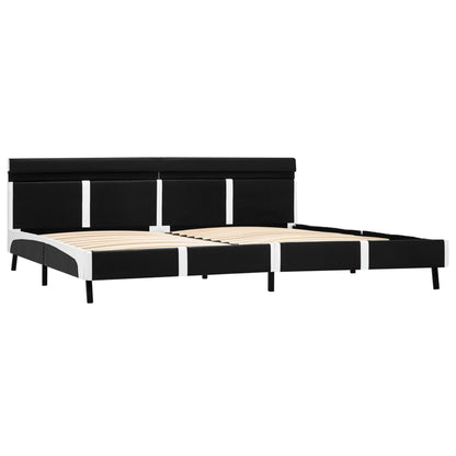 Estrutura de cama c/ LED 180x200 cm couro artificial preto