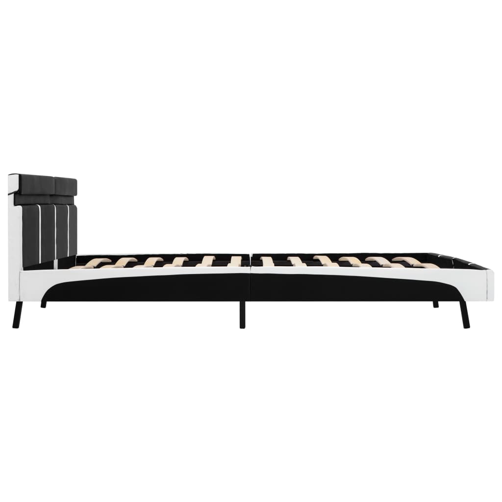 Estrutura de cama c/ LED 180x200 cm couro artificial preto
