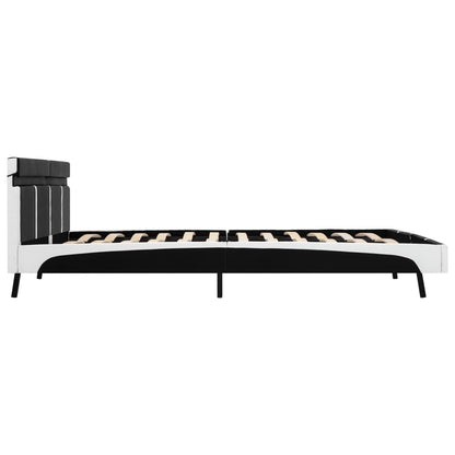 Estrutura de cama c/ LED 180x200 cm couro artificial preto