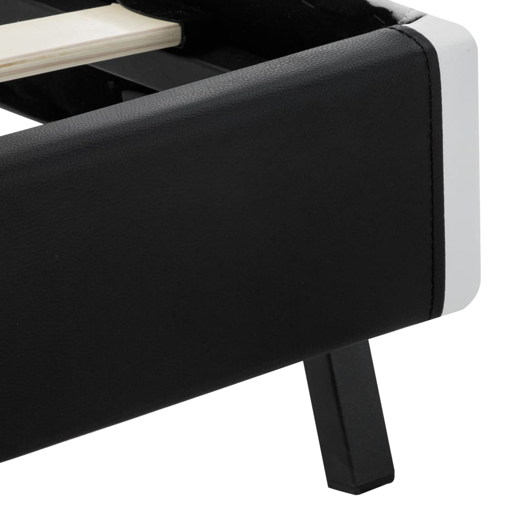Estrutura de cama c/ LED 180x200 cm couro artificial preto