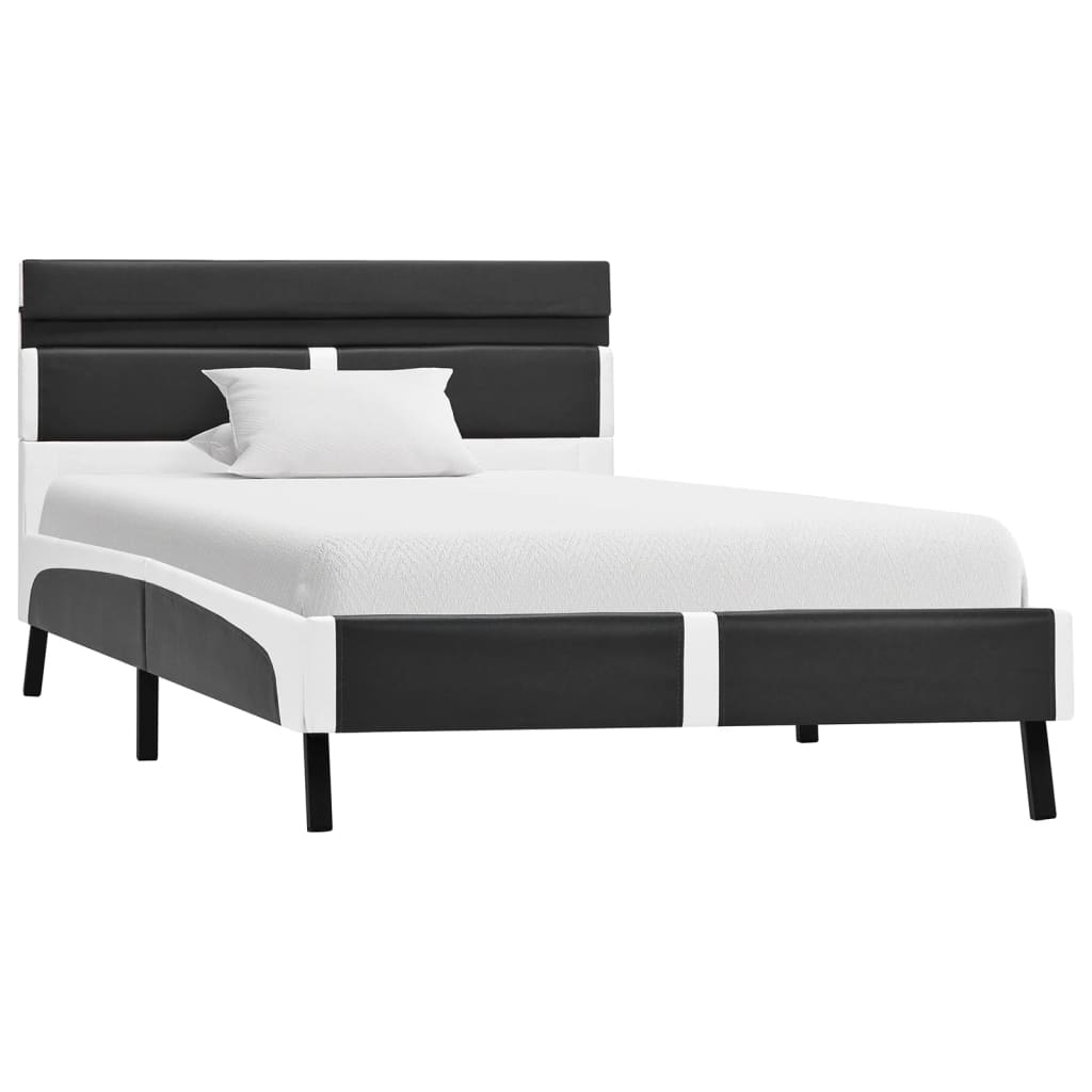 Estrutura de cama c/ LED 90x200 cm couro artificial cinzento