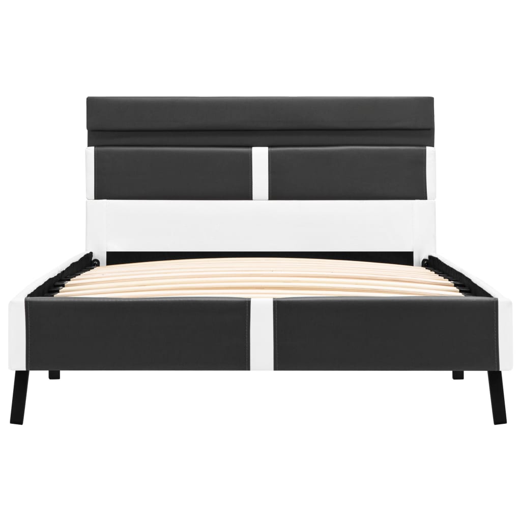 Estrutura de cama c/ LED 90x200 cm couro artificial cinzento