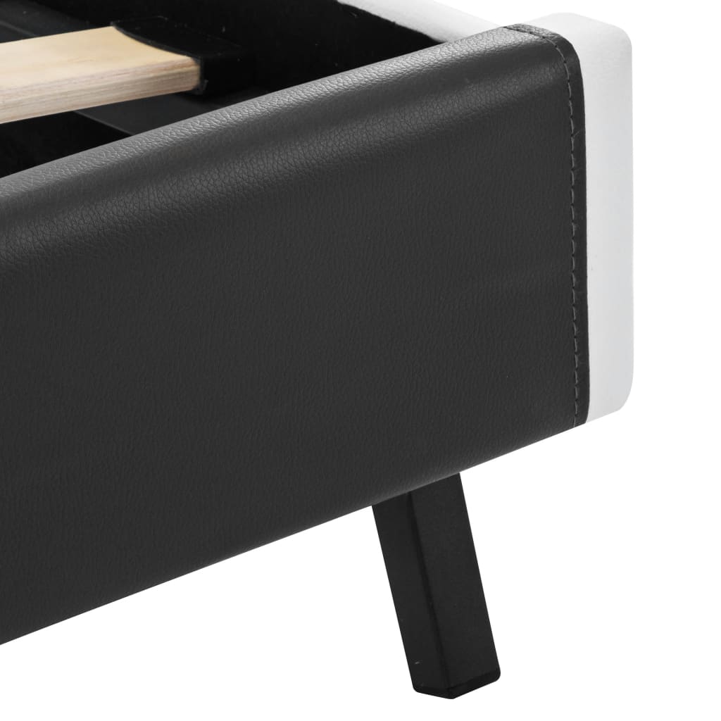 Estrutura de cama c/ LED 90x200 cm couro artificial cinzento