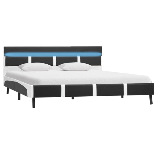 Estrutura de cama c/ LED 120x200 cm couro artificial cinzento