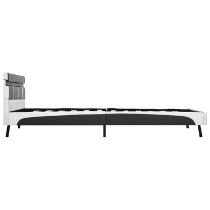 Estrutura de cama c/ LED 120x200 cm couro artificial cinzento