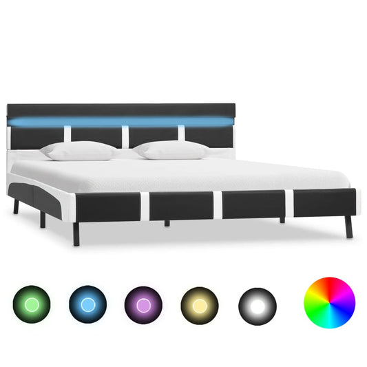 Estrutura de cama com LED 160x200 cm couro artificial cinzento