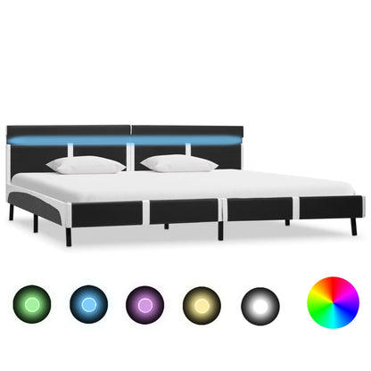 Estrutura de cama c/ LED 180x200 cm couro artificial cinzento