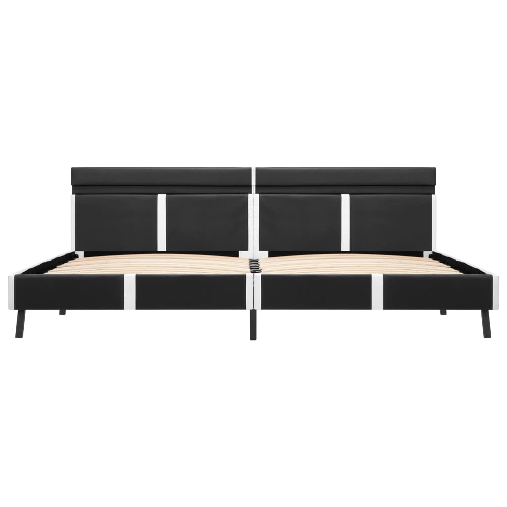 Estrutura de cama c/ LED 180x200 cm couro artificial cinzento