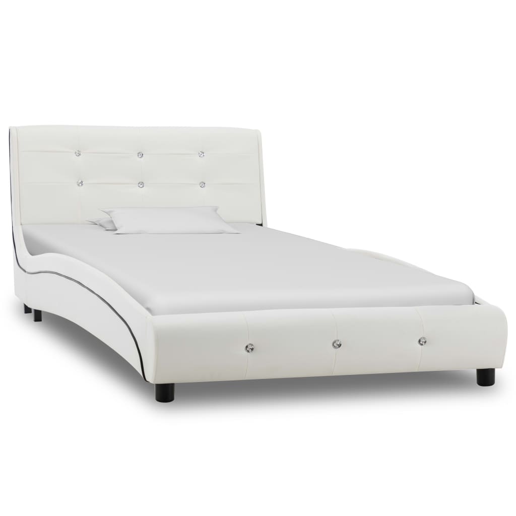Estrutura de cama 90x200 cm couro artificial branco