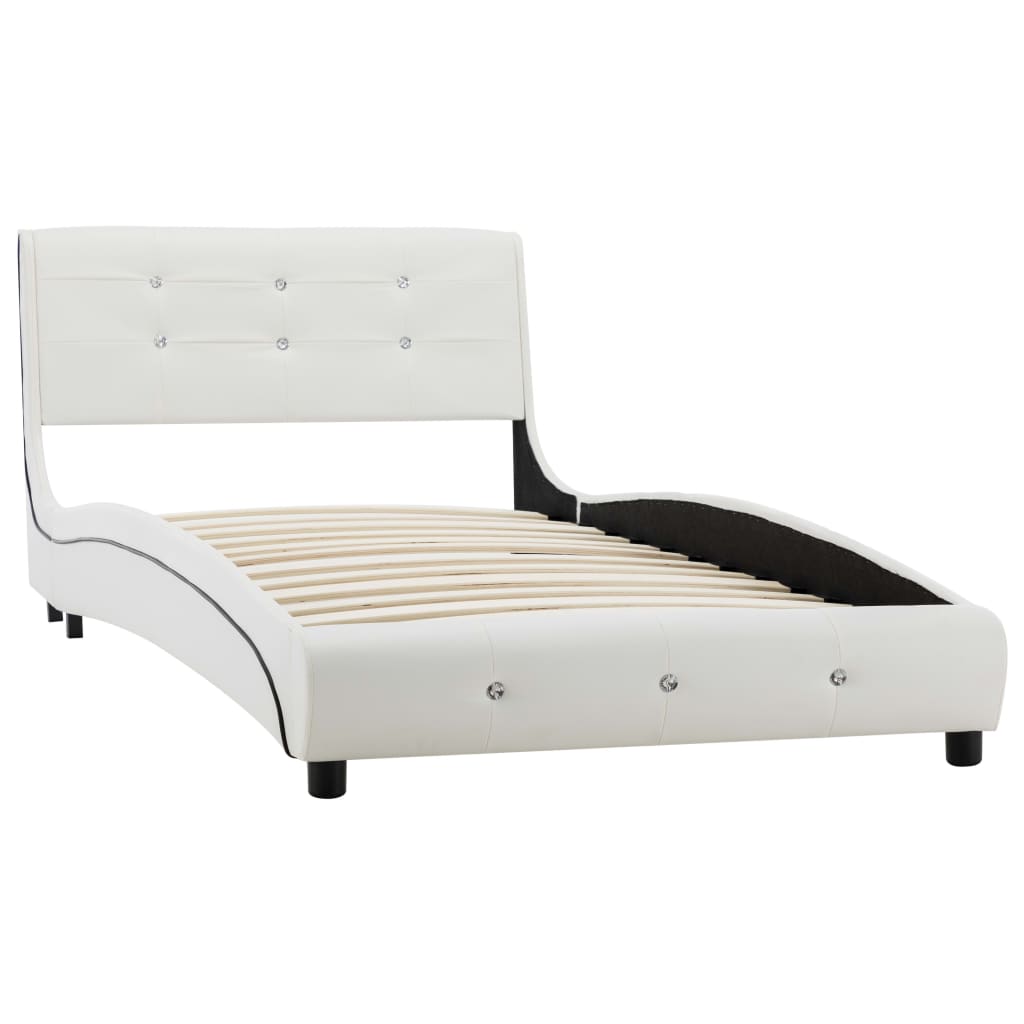 Estrutura de cama 90x200 cm couro artificial branco