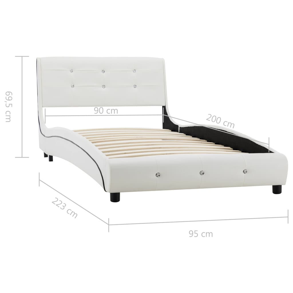 Estrutura de cama 90x200 cm couro artificial branco
