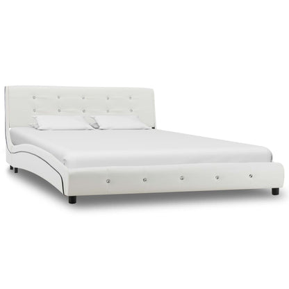 Estrutura de cama 140x200 cm couro artificial branco