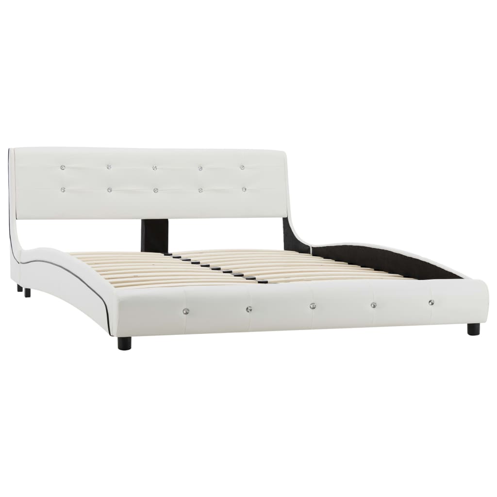 Estrutura de cama 140x200 cm couro artificial branco
