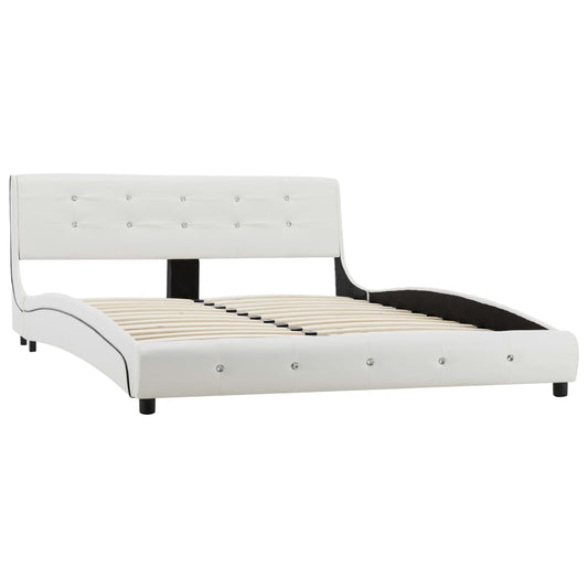 Estrutura de cama 140x200 cm couro artificial branco