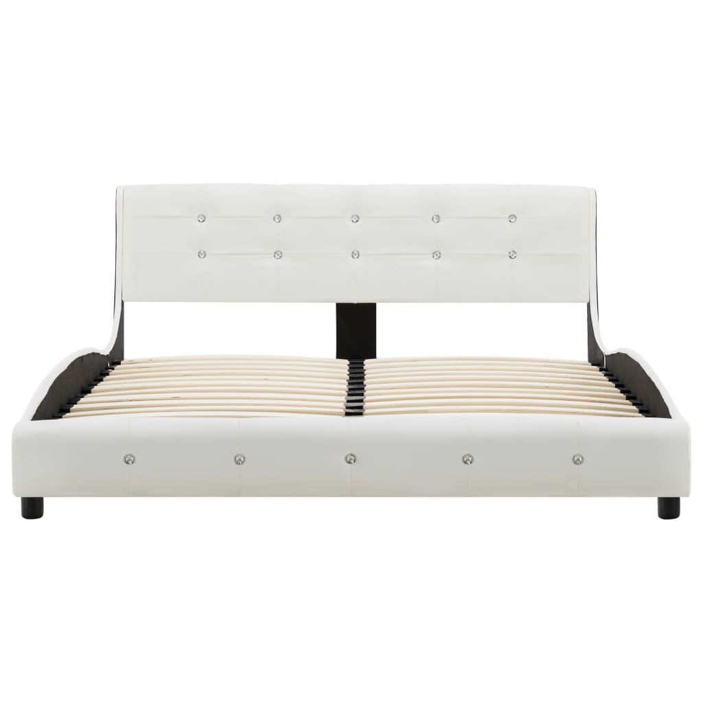 Estrutura de cama 140x200 cm couro artificial branco