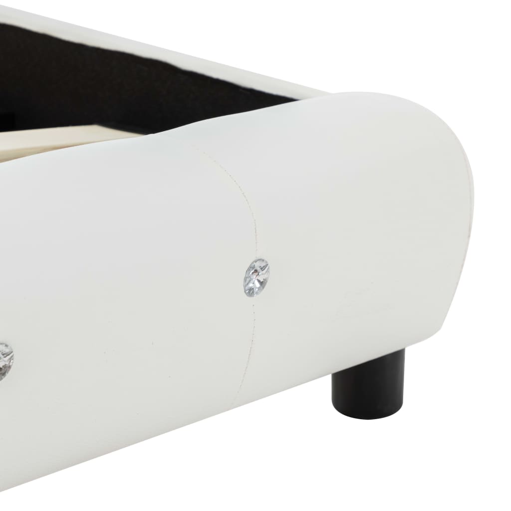 Estrutura de cama 140x200 cm couro artificial branco