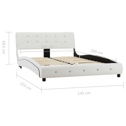 Estrutura de cama 140x200 cm couro artificial branco