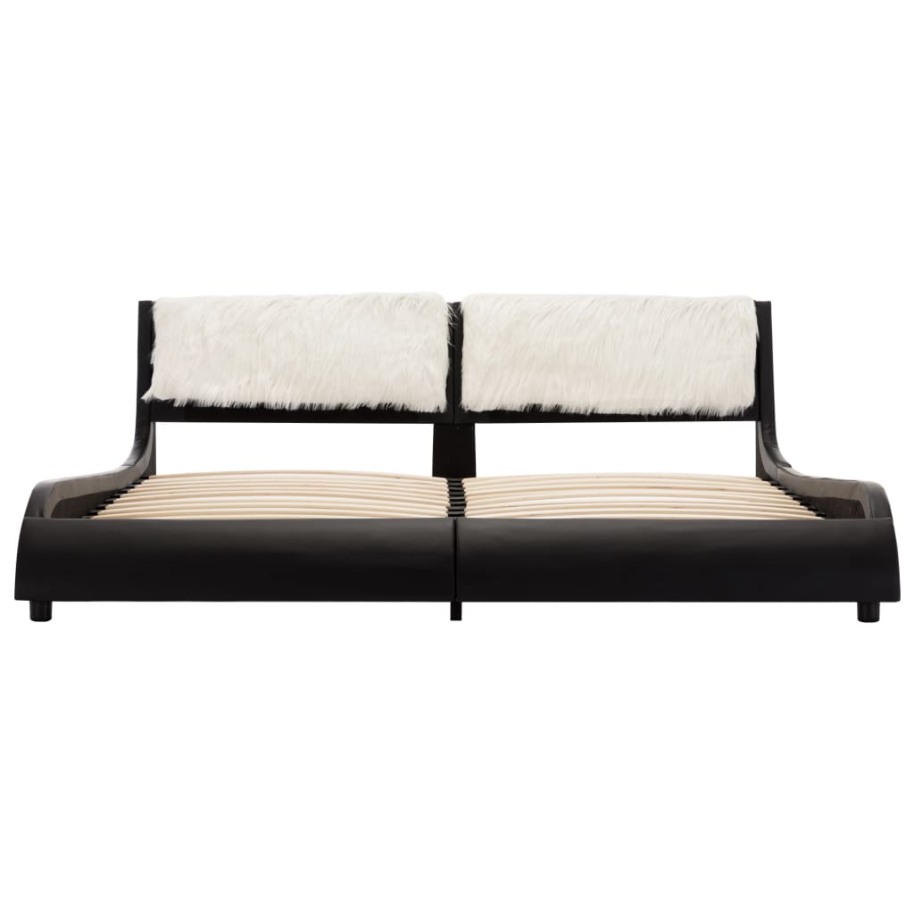 Estrutura cama c/ LED 180x200 cm couro artificial preto/branco