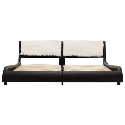 Estrutura cama c/ LED 180x200 cm couro artificial preto/branco