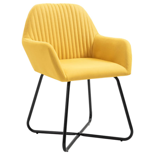 Cadeiras de jantar 2 pcs tecido amarelo
