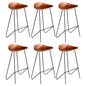 Cadeiras de bar 6 pcs couro genuíno castanho