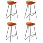 Cadeiras de bar 4 pcs couro genuíno castanho