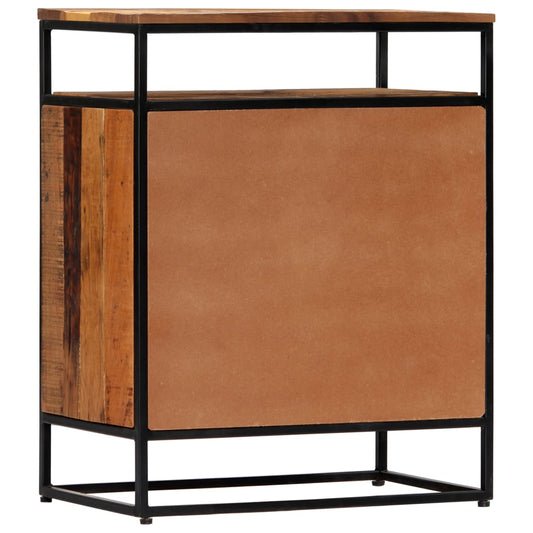 Móvel lateral 60x35x76 cm madeira recuperada maciça e aço