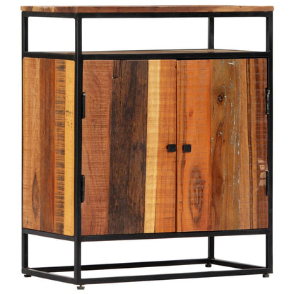 Móvel lateral 60x35x76 cm madeira recuperada maciça e aço