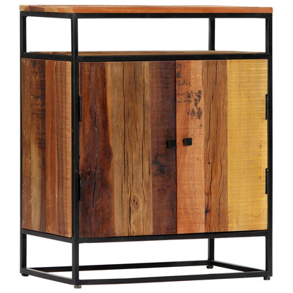 Móvel lateral 60x35x76 cm madeira recuperada maciça e aço