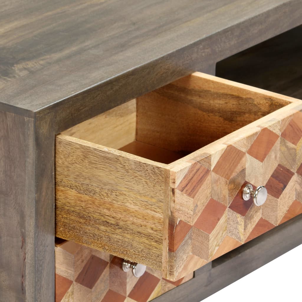 Móvel de TV de madeira de mangueira maciça cinzento