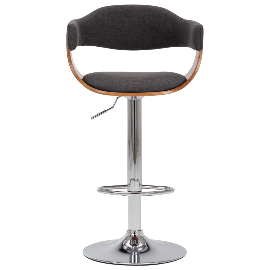 Bancos de bar 2 pcs madeira curvada e tecido cinzento