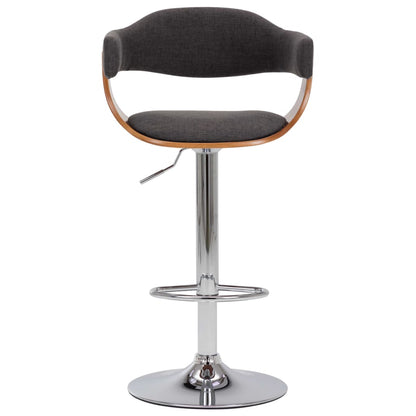 Bancos de bar 2 pcs madeira curvada e tecido cinzento