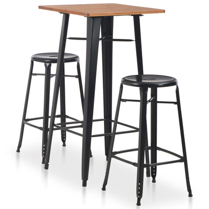 3 pcs conjunto de bar em aço preto