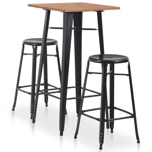 3 pcs conjunto de bar em aço preto
