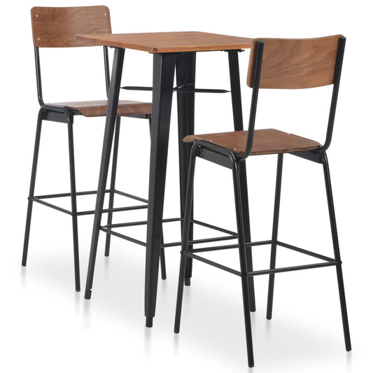 3 pcs conjunto de bar em aço castanho e preto