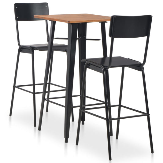 3 pcs conjunto de bar em aço preto