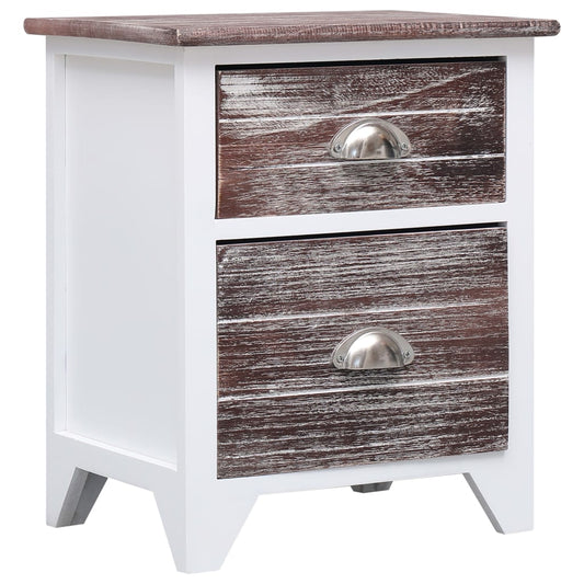 Mesa de cabeceira 38x28x45 cm madeira paulownia castanho/branco