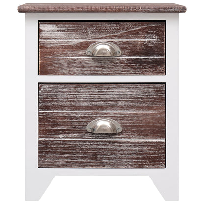 Mesa de cabeceira 38x28x45 cm madeira paulownia castanho/branco