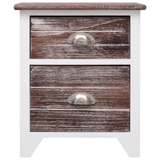 Mesa de cabeceira 38x28x45 cm madeira paulownia castanho/branco