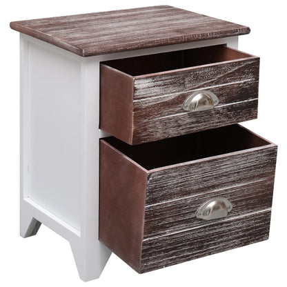 Mesa de cabeceira 38x28x45 cm madeira paulownia castanho/branco