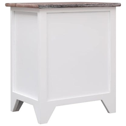 Mesa de cabeceira 38x28x45 cm madeira paulownia castanho/branco