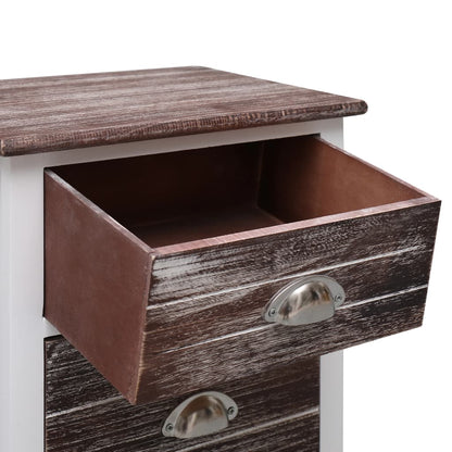 Mesa de cabeceira 38x28x45 cm madeira paulownia castanho/branco