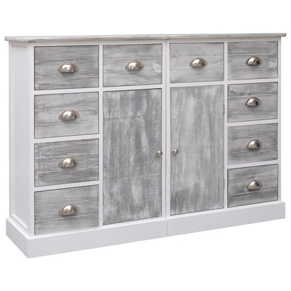 Aparador com 10 gavetas 113x30x79 cm madeira cinzento