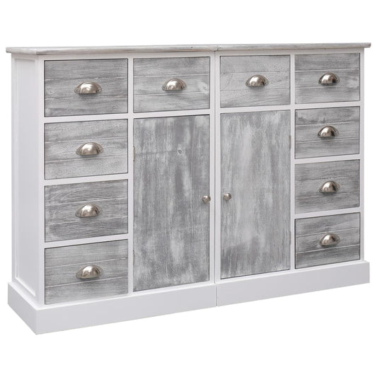 Aparador com 10 gavetas 113x30x79 cm madeira cinzento
