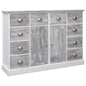 Aparador com 10 gavetas 113x30x79 cm madeira cinzento