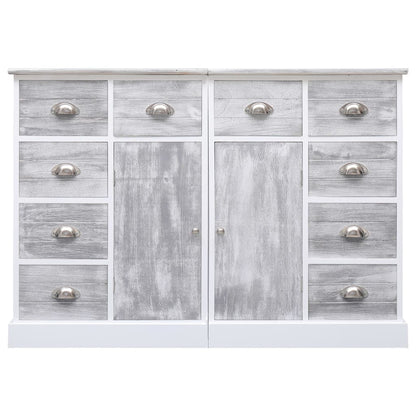 Aparador com 10 gavetas 113x30x79 cm madeira cinzento
