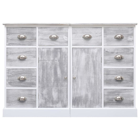 Aparador com 10 gavetas 113x30x79 cm madeira cinzento