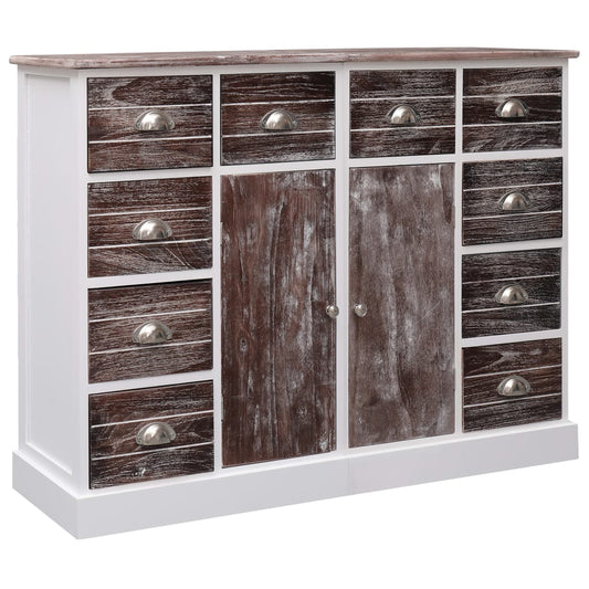 Aparador com 10 gavetas 113x30x79 cm madeira castanho