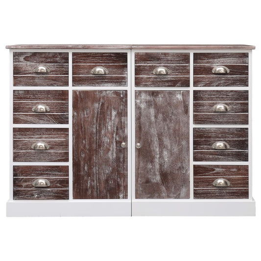 Aparador com 10 gavetas 113x30x79 cm madeira castanho